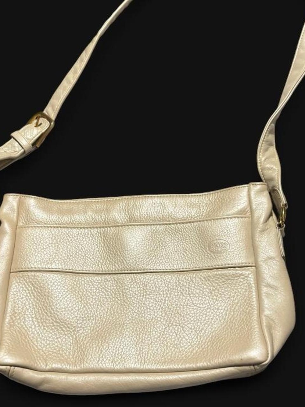 Vintage SAS Pearl Cream Pebbled Leather Shoulder Bag